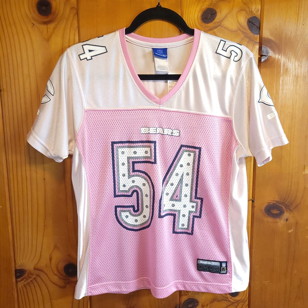 Vintage y2k urlacher Reebok NFL Bears Jersey Medium Pink Polyester 54 Glitter